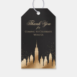 Étiquettes-cadeau New York City Skyline Party Supplies Black & Gold