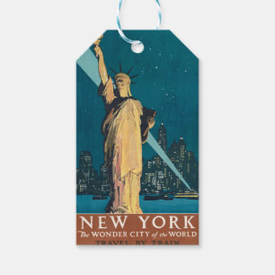 Étiquettes-cadeau New York City Vintage voyage Liberty Skyline