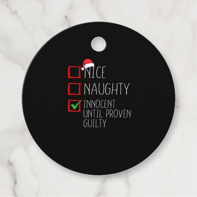 Étiquettes Cadeau Nice Naughty Innocent Until Proven (Devant)