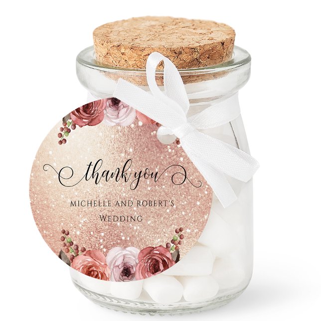 Étiquettes Cadeau N'importe quel événement, Rose Gold Blush Floral M (Créateur téléchargé)