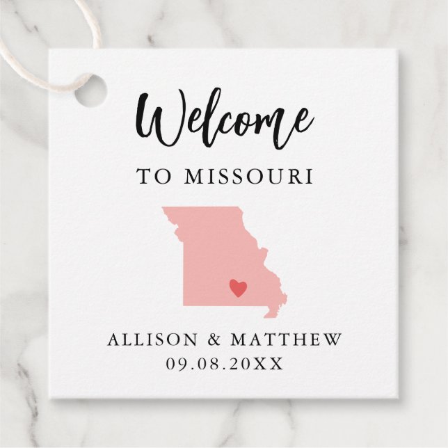 Étiquettes Cadeau N'importe quel sac d'accueil Mariage Missouri coul (Devant)