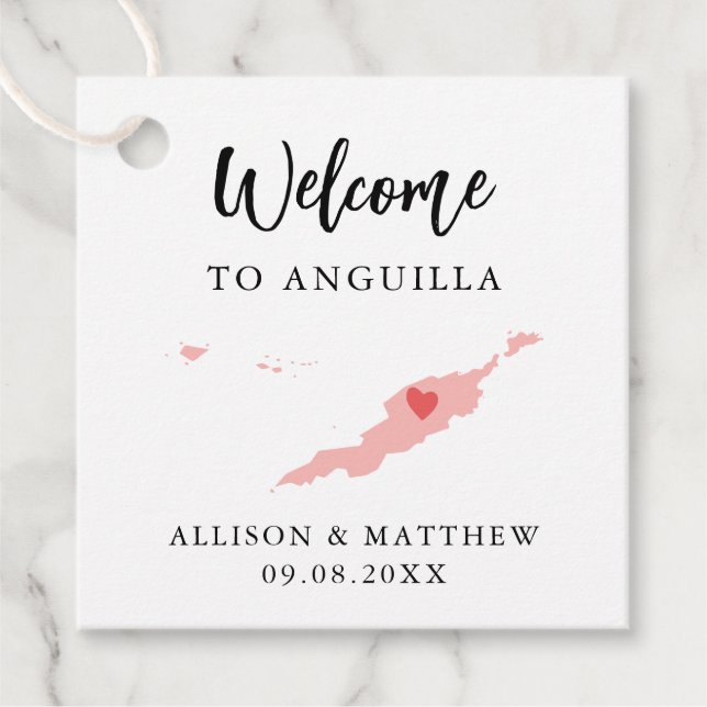 Étiquettes Cadeau N'importe quel sac de bienvenue de Mariage Anguill (Devant)