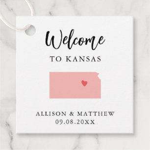 Étiquettes Cadeau N'importe quel sac de bienvenue Mariage Kansas cou