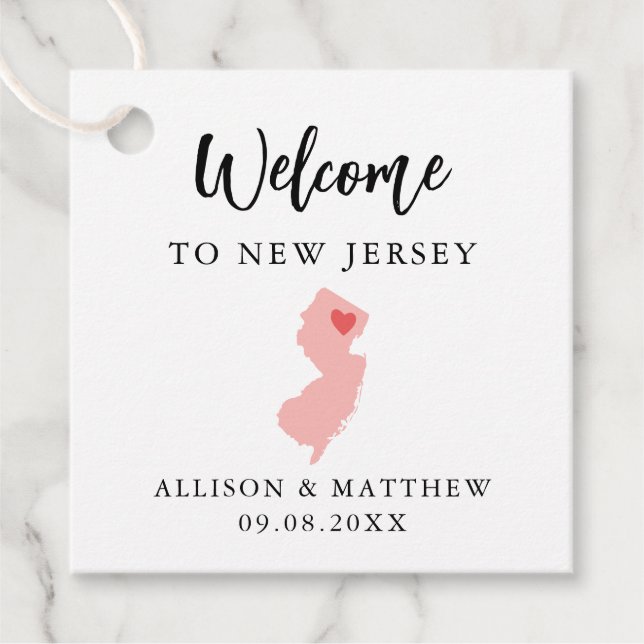 Étiquettes Cadeau N'importe quel sac de bienvenue Mariage New Jersey (Devant)