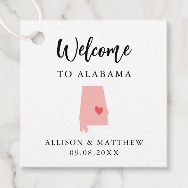 Étiquettes Cadeau N'importe quelle couleur Alabama Mariage Welcome B (Devant)