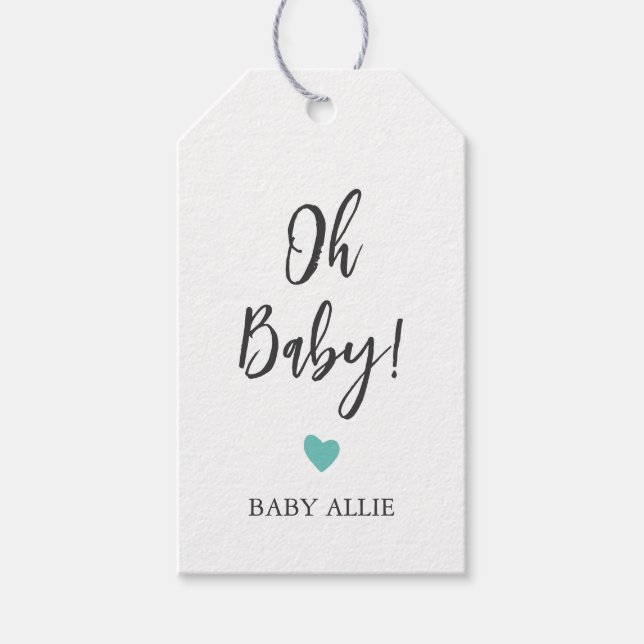 Étiquettes-cadeau N'Importe Quelle Couleur Oh Bébé Drapeau, Baby sho (Devant)