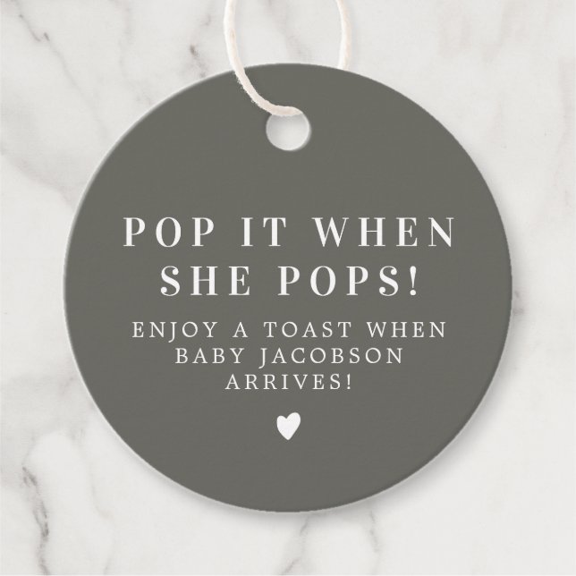 Étiquettes Cadeau NINA Moderne Boho Sage Green Pop It Baby shower (Devant)