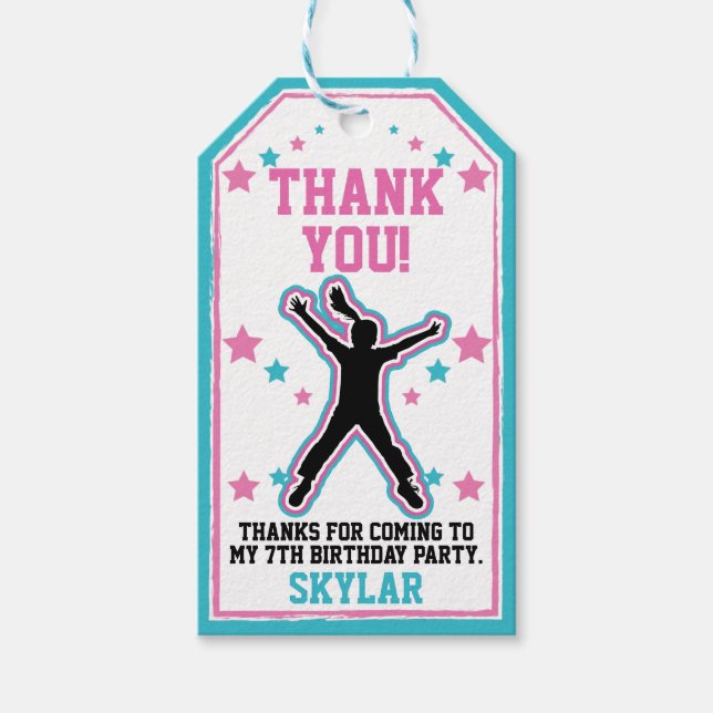 Étiquettes-cadeau Ninja Filles guerrières rose et Turquoise annivers (Devant)