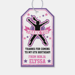 Étiquettes-cadeau Ninja Filles guerrières rose et violet fête d'anni