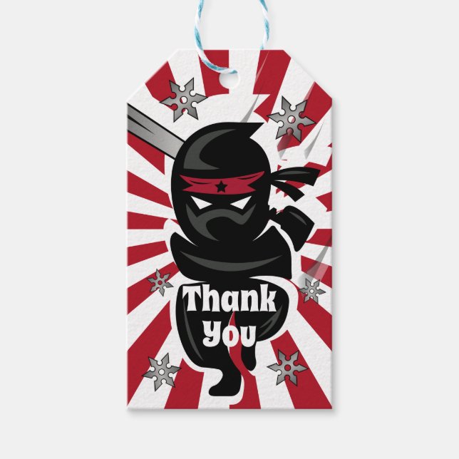 Étiquettes-cadeau Ninja Samurai Merci Anniversaire Fête Favoriser Ta (Devant)