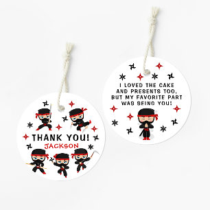 Étiquettes Cadeau Ninja Warrior Karate Birhtday Boy Merci