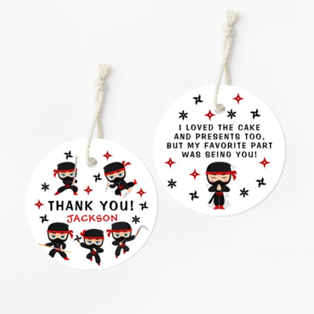 Étiquettes Cadeau Ninja Warrior Karate Birhtday Boy Merci (Créateur téléchargé)
