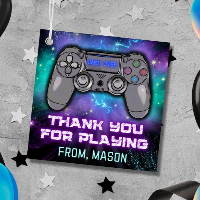 Étiquettes Cadeau Niveau du jeu vidéo Jusqu'à l'anniversaire Fête Fa (Créateur téléchargé)