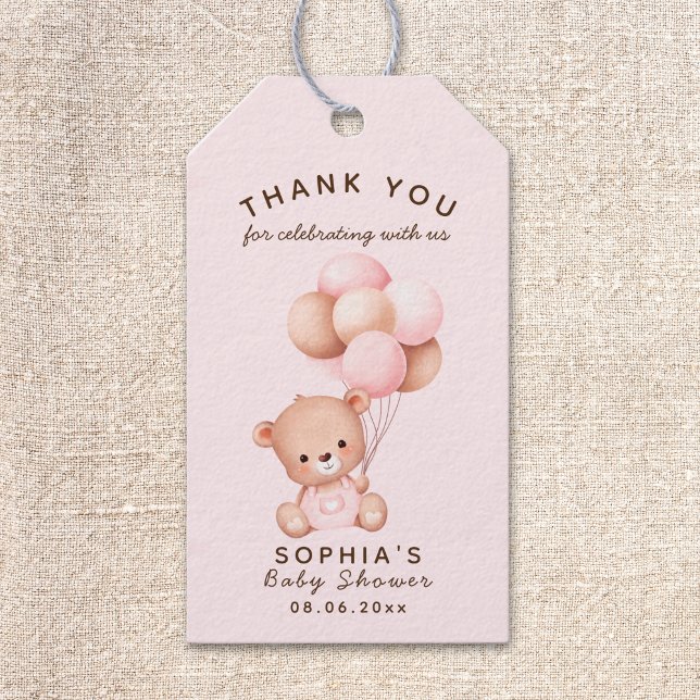 Étiquettes-cadeau No podemos esperar mas Lindo oso Rosa Baby shower (Créateur téléchargé)