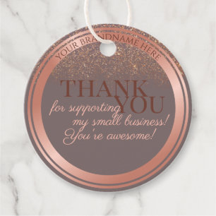 Étiquettes Cadeau Noble gris et or Rose avec Merci Parties scintilla