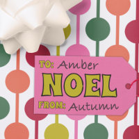 Noel 1970s Retro Lettering Pink and Lime Christmas