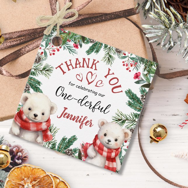 Étiquettes Cadeau Noël 1er anniversaire Merci d'hiver Favoriser (Créateur téléchargé)