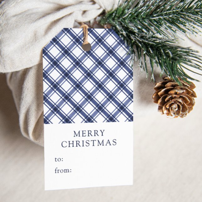 Étiquettes-cadeau Noël à carreaux bleus (Blue Plaid Christmas Gift Tags
)