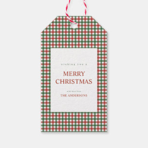 Étiquettes-cadeau Noël à carreaux rouges et verts
