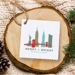 Étiquettes Cadeau Noël à New York, Architecture Skyline Cadeau