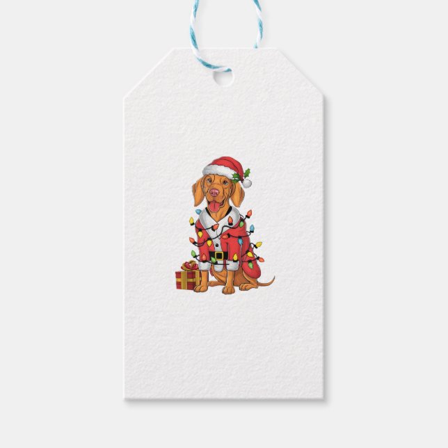 Étiquettes-cadeau Noël à Père Noël Vizsla Chien de Noël (Devant)
