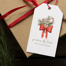 Noël Amour Paix Arc Simple Bonbon Canne Vintage
