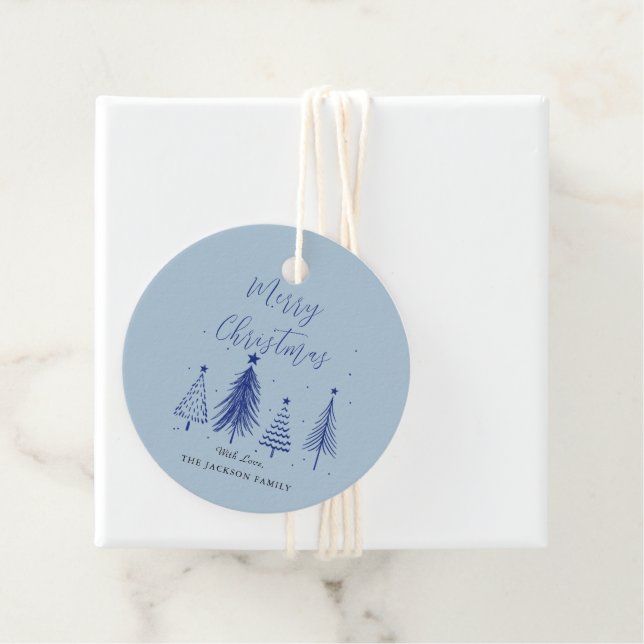 Étiquettes Cadeau Noël Arbre vectoriel Joyeux Noël (En situation)