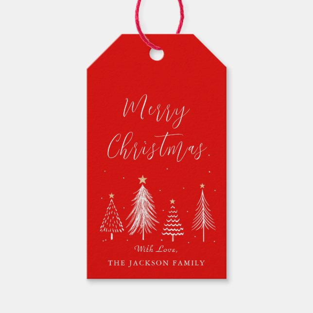 Étiquettes-cadeau Noël Arbre vectoriel Joyeux Noël (Devant)