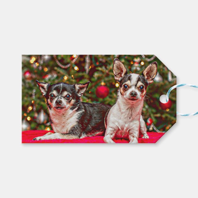 Étiquettes-cadeau Noël au Chihuahua (Devant (Horizontal))