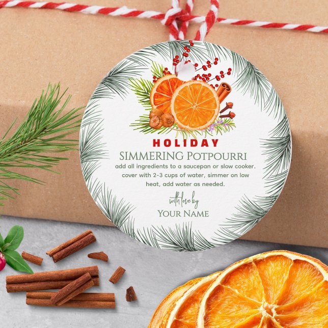 Étiquettes Cadeau Noël au feu vert Pot-pourri mijoté (Créateur téléchargé)