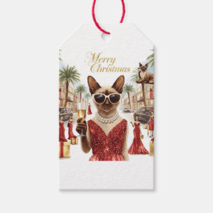 Étiquettes-cadeau Noël avec un chat siamois de Californie