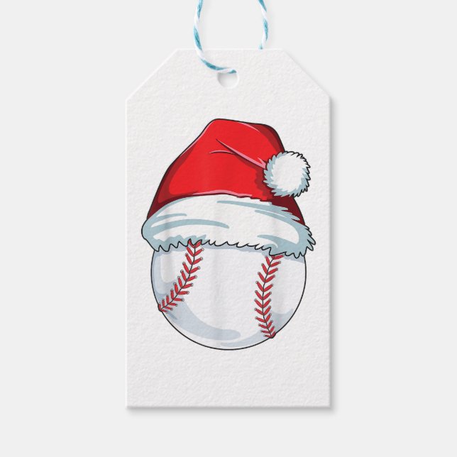 Étiquettes-cadeau Noël Baseball Santa Hat Ball Enfants garçons Homme (Devant)
