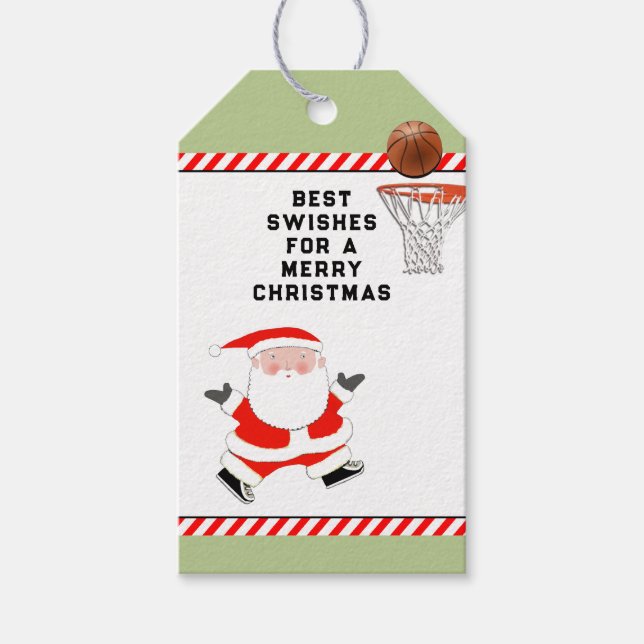 Étiquettes-cadeau Noël Basket-ball (Devant)