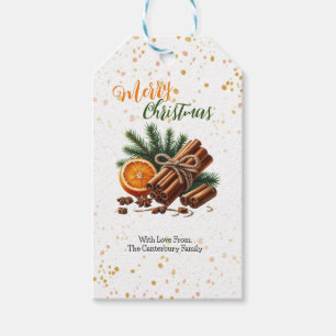Étiquettes-cadeau Noël Bâtons de Pin et Cannelle