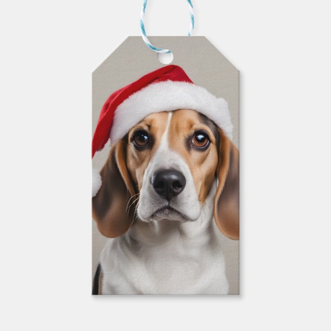 Étiquettes-cadeau Noël beagle (Devant)