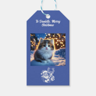 Étiquettes-cadeau Noël Beau Kitten