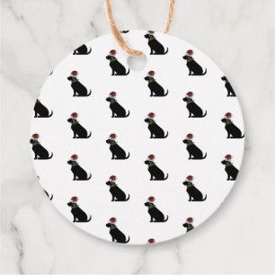 Étiquettes Cadeau Noël Black Lab Motif Vert En vichy Père Noël