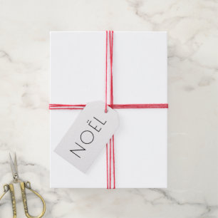 Étiquettes-cadeau Noël blanc et noir minimaliste typographie élégant