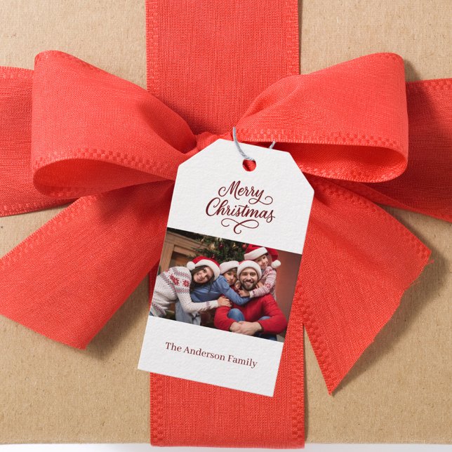 Étiquettes-cadeau Noël blanc rouge (Créateur téléchargé)