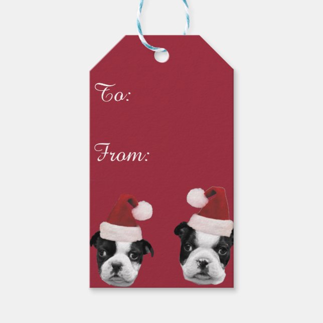 Étiquettes-cadeau Noël Boston Terriers (Devant)