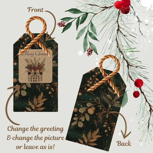 Étiquettes-cadeau Noël Botanique Vert Élégant (How cute are these gift tags! Get them now and add a botanical touch to your christmas gifts!)