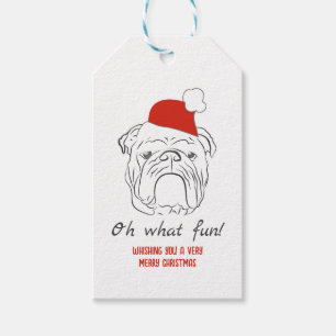 Étiquettes-cadeau Noël Bouledogue Anglais