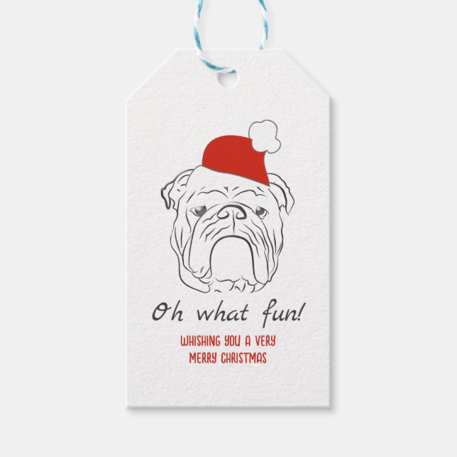 Étiquettes-cadeau Noël Bouledogue Anglais  (Devant)