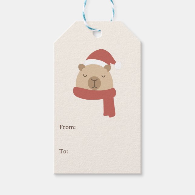 Étiquettes-cadeau Noël Capybara Cosy (Devant)