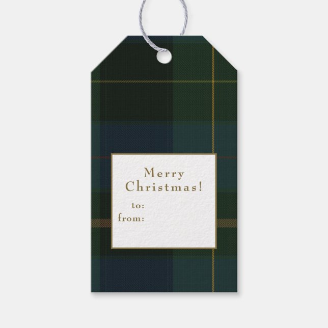 Étiquettes-cadeau Noël Carreaux Verts (Devant)
