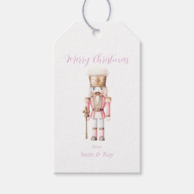 Étiquettes-cadeau Noël Casse-Noisette Rose (Devant)