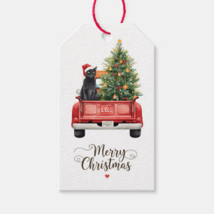 Étiquettes-cadeau Noël Chat Noir pour les amoureux des chats