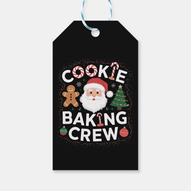 Étiquettes-cadeau Noël Cookie Baking Crew Famille Noël (Dos)