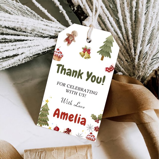 Étiquettes-cadeau Noël Cookies de neige fête d'anniversaire (Créateur téléchargé)