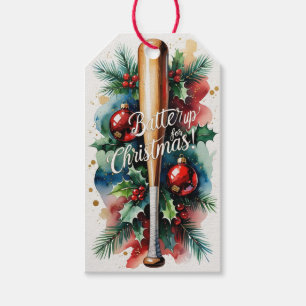 Étiquettes-cadeau Noël de baseball "Batte Up for Christmas !"